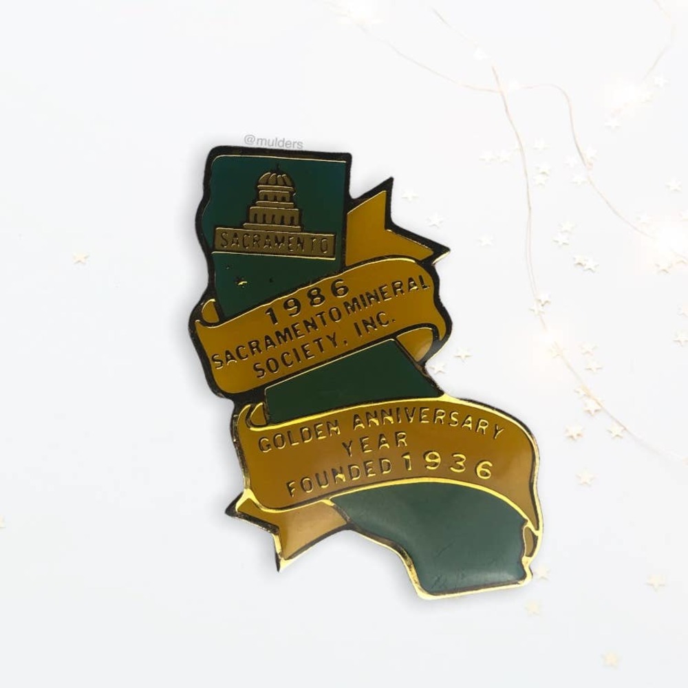 Vintage 1986 Sacramento California Mineral Society Golden Anniversary Year Pin